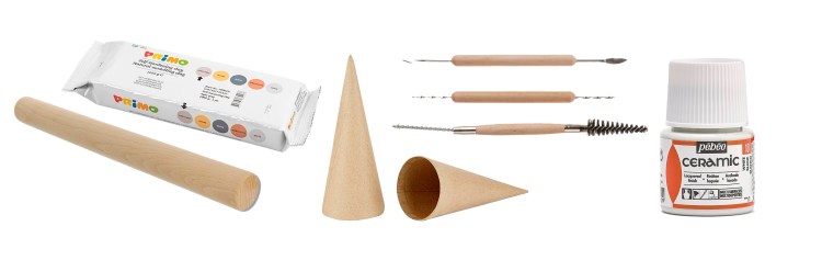 DIY spécial Noël, les ustensiles utiles à la réalisation de décorations originales en argile autodurcissante.